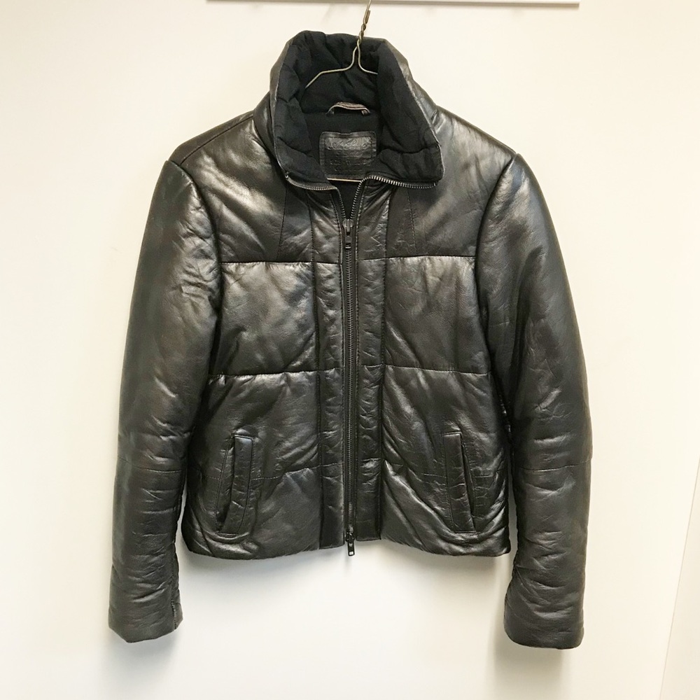 ALL SAINTS brown leather bomber jacket. SZ 12